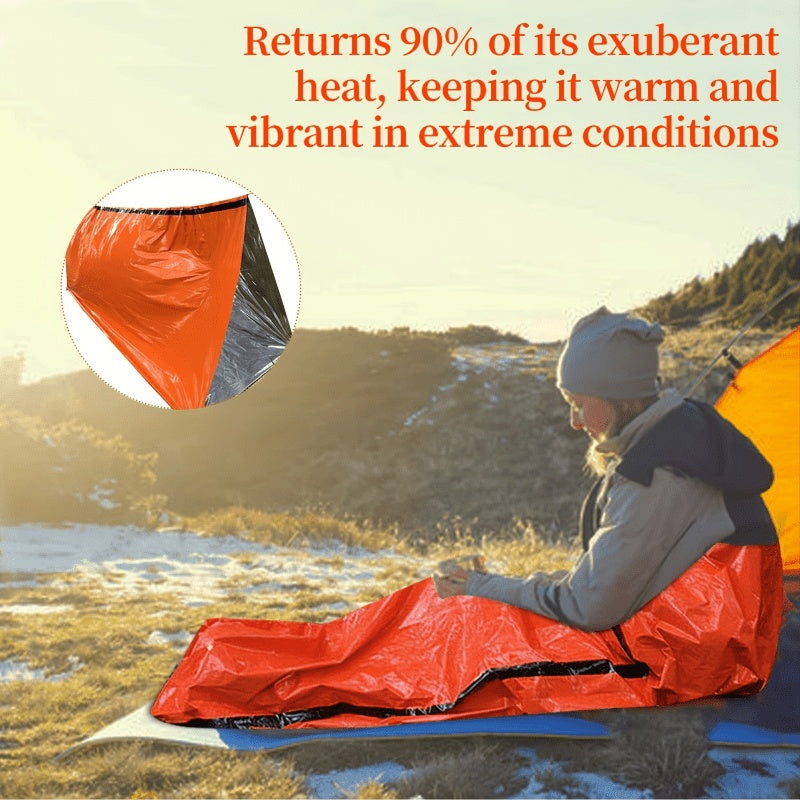 Sac de couchage d'urgence léger et portable, couverture, tente - Sac de bivouac thermique pour le camping, la randonnée et les activités de plein air - Couverture coupe-vent et imperméable pour la survie