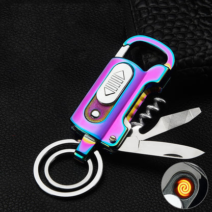 Multi-functional Keychain Charging Lighter Mini-portable Cigarette Lighter Wild Camping