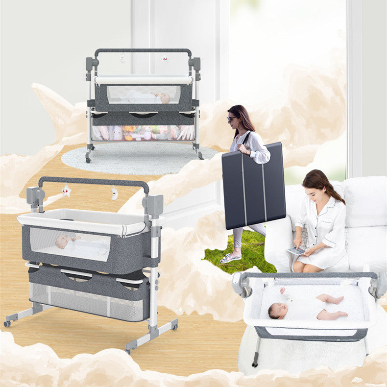 Lit bébé portable Berceau électrique Lit d'épissure Lit de chevet pliable pour nouveau-né Lit bébé