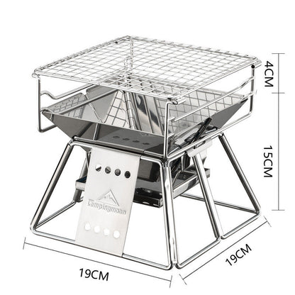 Barbecue portable en acier inoxydable avec surface antiadhésive et pliable, outil de pique-nique pour camping en plein air