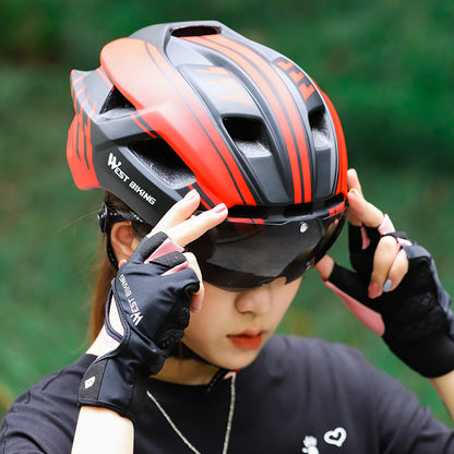 Casque de vélo intégré avec lunettes Casque de vélo de route de montagne Équipement de casque