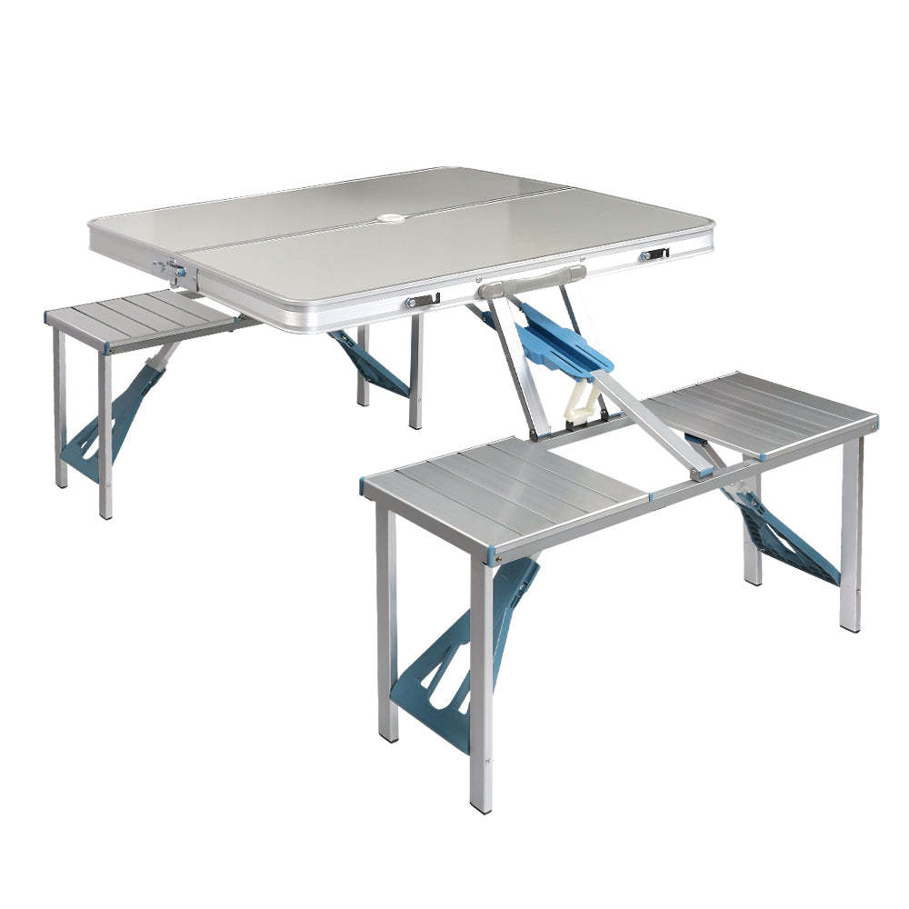 Table et chaise pliantes d'extérieur en une seule pièce Table pliante en alliage d'aluminium Table et chaise portables en alliage d'aluminium pour barbecue de camping domestique