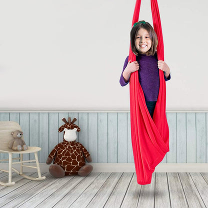 Hamac d'intérieur et d'extérieur en coton pour enfants, pour se blottir contre une thérapie sensorielle pour enfants, siège stable et élastique doux