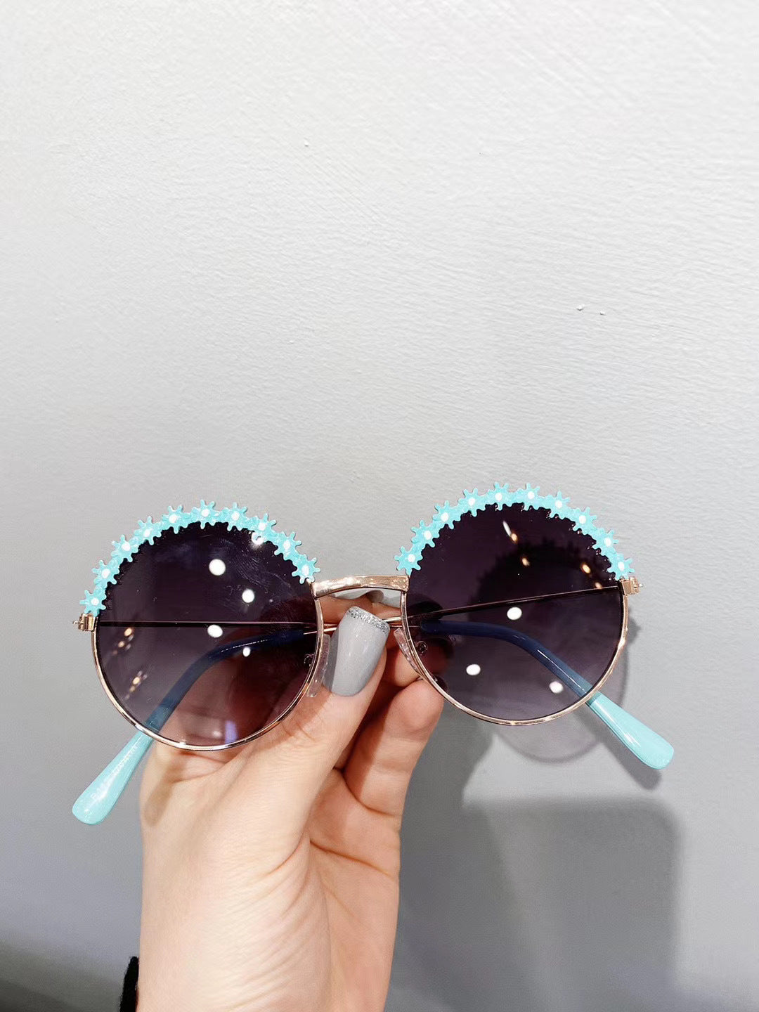 Children's Fashion Flower Sunglasses Metal Texture Kids Sunglasses