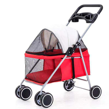 Pet Stroller Lightweight Folding Pet Cat Dog Rabbit Easy Installation Trolley