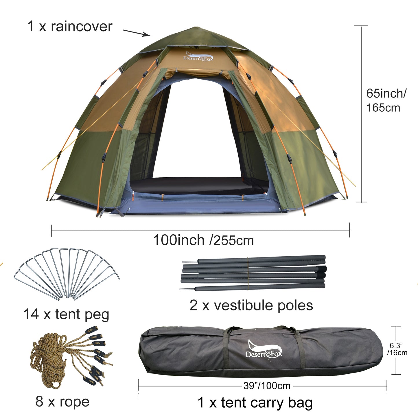 Tente de camping entièrement automatique à ouverture rapide hexagonale résistante aux tempêtes de pluie