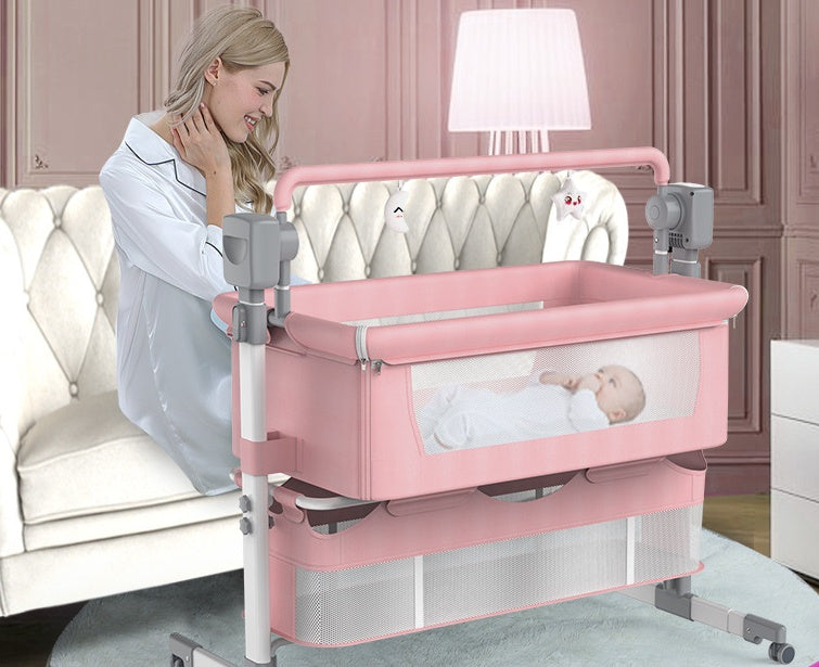 Lit bébé portable Berceau électrique Lit d'épissure Lit de chevet pliable pour nouveau-né Lit bébé