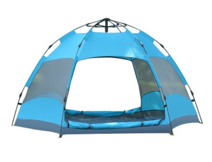 Tente hexagonale automatique pour camping en plein air, tente de pluie à double couche pour plusieurs personnes