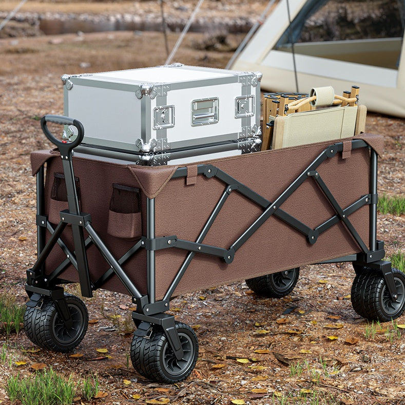 Chariot de camping pliable pour extérieur, poussée à la main, pique-nique, tige de traction