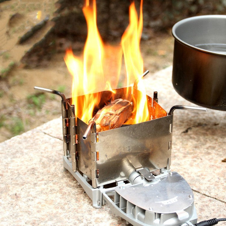 Poêle à bois portable d'extérieur en acier inoxydable pliable pour camping