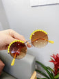 Lunettes de soleil à fleurs tendance pour enfants Lunettes de soleil pour enfants à texture métallique