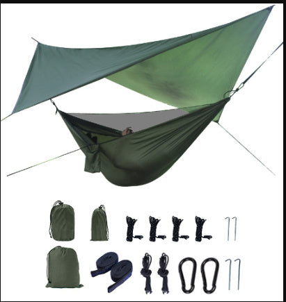 Hamac de camping portable avec moustiquaire et auvent