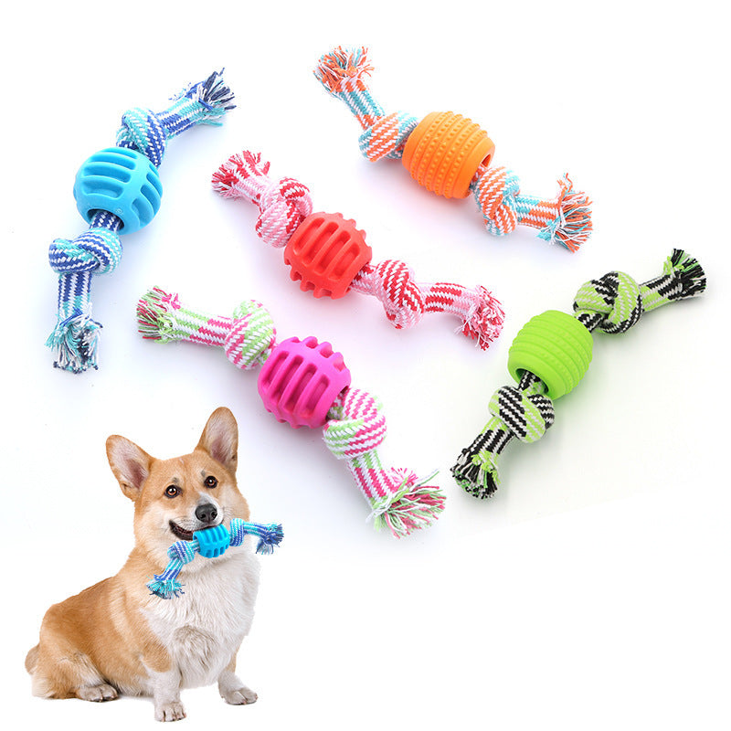 Jouets pour animaux de compagnie résistants aux morsures de chien, nettoyage des dents, balle, cordon en coton à double nœud avec balle, jouet pour chien, jouet de meulage des dents, nettoyage des dents, produits pour animaux de compagnie