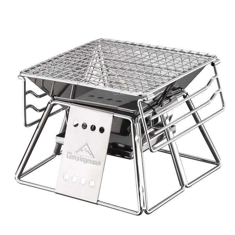 Barbecue portable en acier inoxydable avec surface antiadhésive et pliable, outil de pique-nique pour camping en plein air