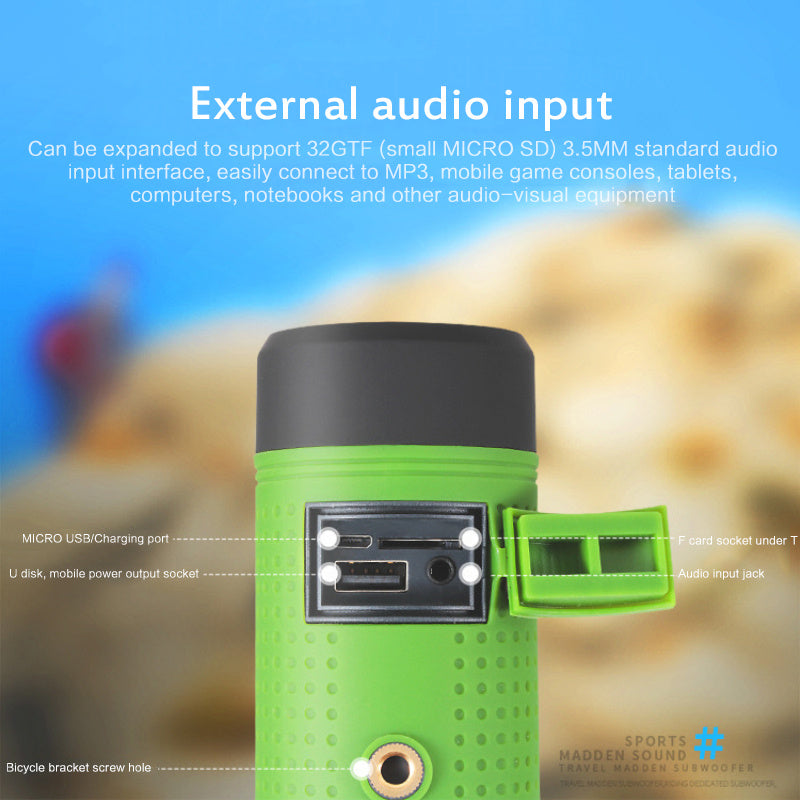 Mini Bicycle Outdoor Bluetooth Speaker Card Radio Flashlight Stereo Handsfree Call Loudspeaker