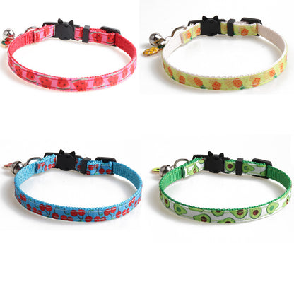 PET Fabric Belt Fruit Cat Collar Accessories Bell