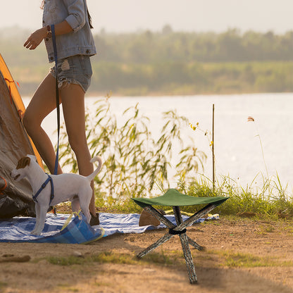 Tabouret de camping et de randonnée pliable et portable avec tissu triangulaire