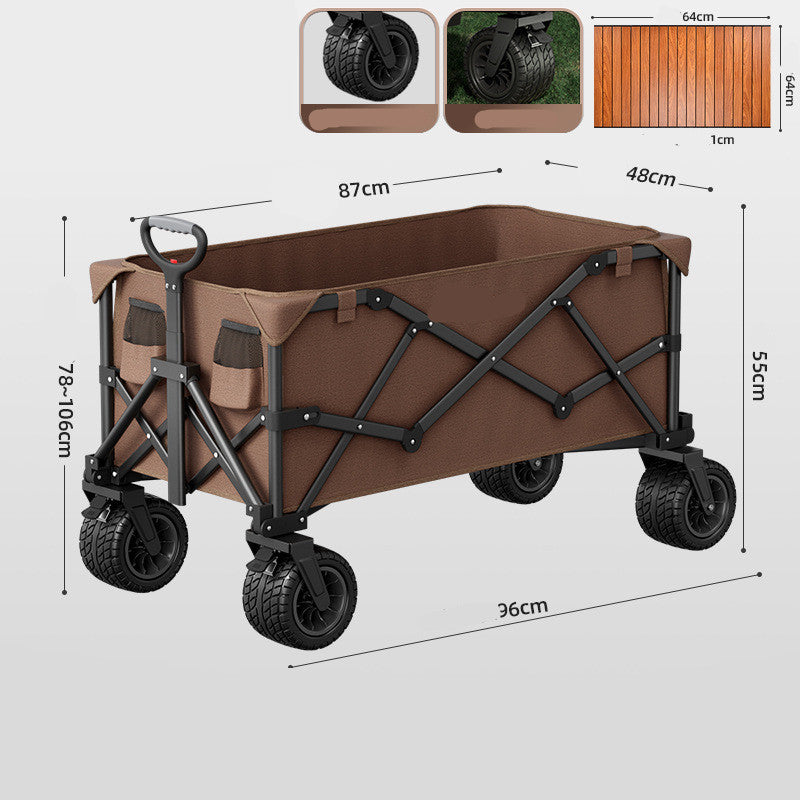 Chariot de camping pliable pour extérieur, poussée à la main, pique-nique, tige de traction