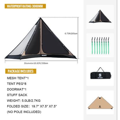 Tente cheminée de camping extérieure imperméable