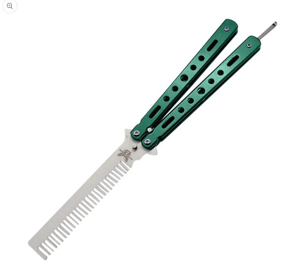 Outdoor Foldable Comb Stainless Steel Practice Training Butterfly Knife Comb Beard Moustache Brushe Salon Hairdressing Hair Styling Tool