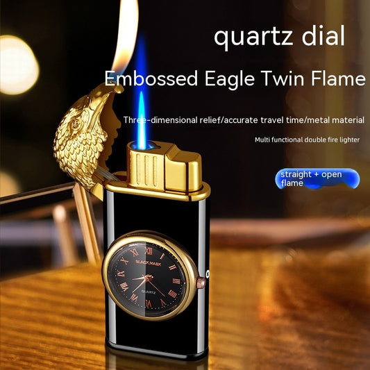 Eagle Head With Watch Plate Double Fire Gas Lighters