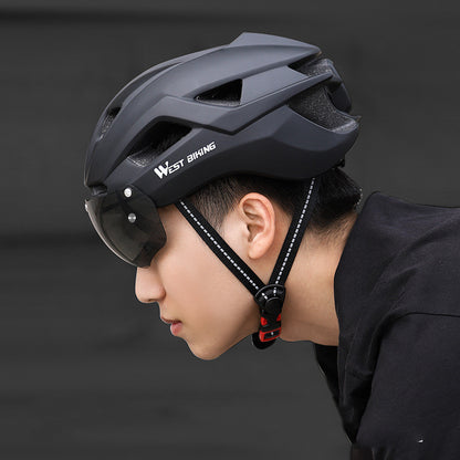 Casque de vélo intégré avec lunettes Casque de vélo de route de montagne Équipement de casque