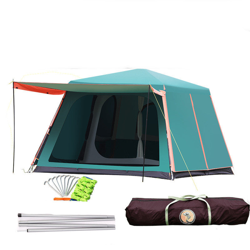 Outdoor Fully Automatic Aluminum Pole 3-4-5-8 People Double-layer Thickening Rainstorm Field Camping Big Tent