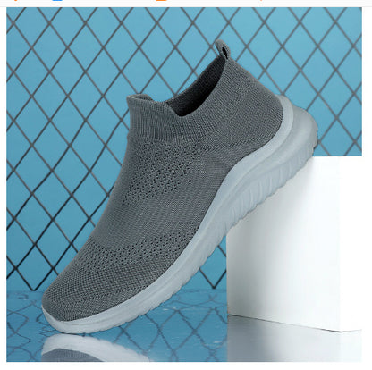 Baskets Flying Knit pour hommes, chaussures blanches en maille, baskets décontractées noires